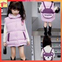 Áo phao gile bé gái 3-8 tuổi gập gọn thành balo đeo vai kiểu dáng khỏe khoắn thời trang
