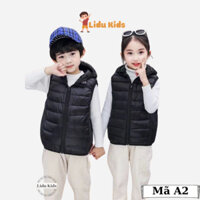 Áo phao gile có mũ tai gấu cổ điển Lidu Kids giữ ấm cho bé trai bé gái nhiều màu A2