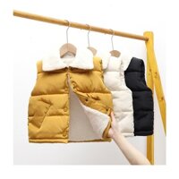 Áo Phao Gile Lông Vũ Cho Bé Trai Gái Áo Khoác Gile Phao Cho Bé Áo Gile Lông Cừu Cho Bé Lót Lông Bên Trong Size 10-23Kg