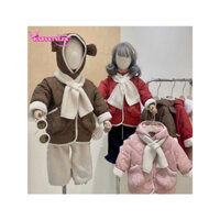 Áo phao lông vũ giữ ấm cho bé( size 11-30kg) kèm khăn len, áo phao QCCC có mũ trùm đầu ấm áp cho bé Baby Style
