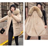 Áo phao lông vũ mũ cổ lông cao cấp có thắt đai eo sang chảnh phong cách hàn trẻ trung - (SIÊU PHẨM)(CỰC RẺ) ÁO PHAO NỮ