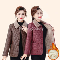 Áo phao lót lông cổ bông cho mẹ/bà (hàng sẵn)