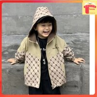 Áo phao mỏng bé trai và bé gái, Áo khoác cho bé size đại 4-10 tuổi in chữ B tràn áo dáng thời trang