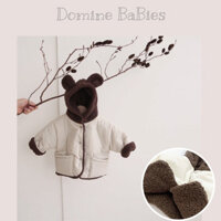 Áo phao mùa đông  áo khoác cho em bé trai bé gái sơ sinh trẻ em lót lông ấm áp giữ nhiệt 2 mặt dày dặn 2 lớp mũ hình gấu