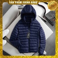 Áo phao nam lông vũ siêu nhẹ siêu ấm mũ có thể tháo rời