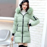 Áo phao nữ cổ lông dáng dài thời trang trẻ trung, phong cách Hàn Quốc, lót bông ấm áp ALD006 (Xanh lá cây)                          - 37679139                                                       Yêu thích