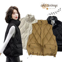 Áo phao nữ dáng gile trần bông quả trám siêu nhẹ áo phao gile có dây rút freesize 3 màu