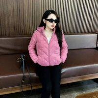 Áo Phao Nữ Dáng Ngắn .Bông  trần 3lơp Siêu Ấm ,mũ có Thể Tháo Rời