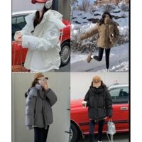 Áo Phao Nữ Logo Trái Tim Cổ Cao Có Mũ Áo Phao Tim Form To Rộng Áo Phao Nam Nữ Dáng Dài Áo Khoác Phao Nữ Áo Phao Béo