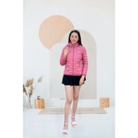 Áo phao nữ màu hồng chất siêu đẹp, áo khoác nữ bo gấu, mũ tháo được kiểu dáng hiện đại, siêu mềm, siêu ấm