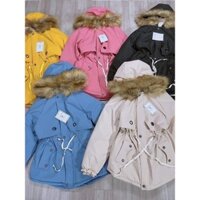 Áo phao nữ Parka phong cách Hàn Quốc lót lông,Áo khoác nữ mùa đông trẻ trung, lông tháo rời