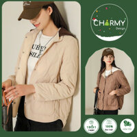 Áo Phao Nữ Ruri Vải Gió 3 Lớp Nhẹ Lót Bông Giữ Ấm Chống Nước, Áo Khoác Phao Có Mũ Cúc Bấm Thời Trang Charmy Shop