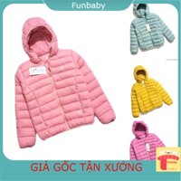 Áo phao siêu nhẹ cho bé, Áo khoác phao trần trám 2 mặt bé gái 5-10 tuổi hàng xuất khẩu cao cấp