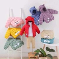 Áo phao tai gấu siêu ấm cho bé, áo khoác phao béo hàng Quảng Châu cao cấp cho bé trai và bé gái