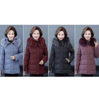 Áo Phao trung niên thêu hoa dáng trùm mông