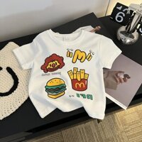 Áo phông 100% cotton bé trai bé gái áo cộc tay in hoa trẻ em