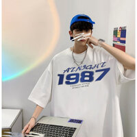 Áo phông 100% oversize 1987 Đen Trắng 100% Cotton, Áo thun form rộng nam nữ 100% Cotton Local Brand Bii Shop.