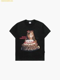 Áo Phông ADLV Chocolate Cake Girl Lettering Baby Face Short Sleeve T-Shirt