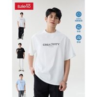 Áo phông Baleno màu trắng áo phông cổ tròn thanh thiếu niên trào lưu mùa hè thoáng khí 100% cotton rộng rãi tay ngắn nam