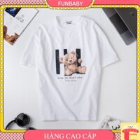 Áo phông bé gái size đại 13-20 tuổi hình Gấu và chữ nice, Áo hè cho bé vải cotton co giãn thấm hút mồ hôi