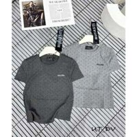 Áo phông chấm bi nhỏ cổ tròn cộc tay