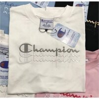 Áo Phông Champion Chất Cotton Chữ Thêu Nổi Chất Cotton Cao Cấp - Áo Thun Champion Nam Nữ Mẫu Mới Nhất 2024