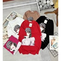 Áo phông chất cotton lạnh siêu cấp loại 1-K2 ( cô gái đội mũ kẻ vuông )