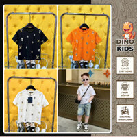 Áo Phông Cho Bé Trai Lờ Vê Thêu Sticker Logo Siêu Cute - Áo Phông Bé Trai Lờ Vê Vải Cotton Cao Cấp