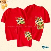 Áo phông cho gia đình cặp đôi mẹ bé mẫu con giáp Rắn đỏ chất liệu 100% Cotton, Áo thun tết 2025