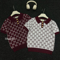 Áo phông cổ polo hai màu đỏ- trắng hàng QC L1