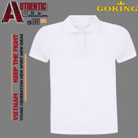 Áo phông cổ trụ Goking, form unisex cho nam nữ, công ty, đội nhóm, đồng phục cao cấp. Áo thun polo cá sấu hàng hiệu vnxk - Trắng - L