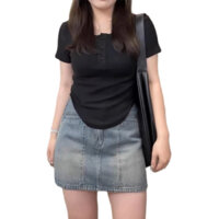 Áo phông cộc tay cotton đẹp dáng đuôi tôm che bụng dưới