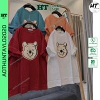 Áo Phông Cotton Su mác 3158 Form Rộng Nam Nữ Unisex In Hình Mặt Gấu M2