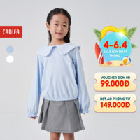 Áo phông dài tay bé gái CANIFA cổ bèo chất liệu cotton form rộng 1TL23C001