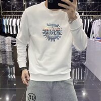 Áo phông dài tay thiết kế in họa tiết thời trang Instagram thương hiệu sành điệu mẫu mới Áo Hoodie không mũ cổ tròn dễ phối thường ngày rộng rãi phong cách Hồng Kông mùa xuân thu cho nam