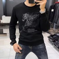 Áo phông dài tay thiết kế in họa tiết thời trang Instagram thương hiệu sành điệu mẫu mới Áo Hoodie không mũ cổ tròn dễ phối thường ngày rộng rãi phong cách Hồng Kông mùa xuân thu cho nam