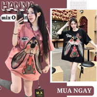 Áo Phông Dáng rộng in hình thỏ tai cụp  Mới Siêu Hit- Chất Cotton đẹp dày dặn from rộng 45-68kg ful mác