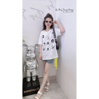 Áo phông đính đá dáng dài