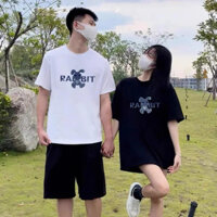 Áo phông đôi IAAG in thỏ rabbit chất liệu cotton 2 chiều