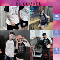 Áo Phông Đôi Nam Nữ Unisex Thêu Chữ D.G, Áo Thun Form Rộng Dáng Dài Chất Liệu Cotton Thoáng Mát