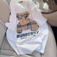 Áo Phông Form Rộng Burberry, Áo Thun Nữ Cổ Tròn In Hình Gấu Chất Liệu Cotton Thoáng Mát Freesize Dưới 65kg