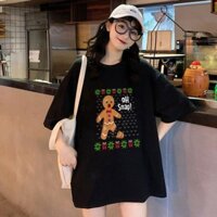 Áo Phông Form Rộng Giáng Sinh Người Đàn Ông Bánh Gừng Vui Nhộn Dễ Thương Xmas ZOBIUM Giá Xưởng XMA202111098