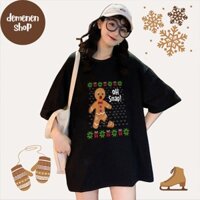 Áo Phông Form Rộng Giáng Sinh Người Đàn Ông Bánh Gừng Vui Nhộn Dễ Thương Xmas DEMENEN Giá Xưởng XMA202111098