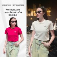 Áo Phông Giấy Aimi Hàn Quốc Cao Cấp Thiết Kế Cổ Tròn Họa Tiết Đính Đá Cách Điệu Kiểu Dáng Basic Đa Dạng Màu Sắc Dễ Phối