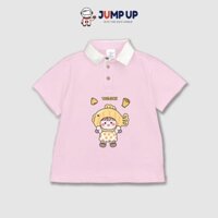 Áo Phông Hồng Nhạt Cổ Trắng In Hình Đẹp Cho Bé, Áo Polo Hồng Nhạt In Hình Cute Cho Bé Gái