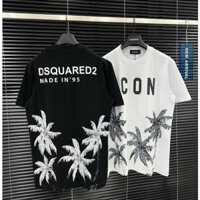 Áo Phông Icon DSQ2 In Cây Dừa, Áo Thun Nam Nữ DSQ Hàng Quảng Châu Cao Cấp Vải Cotton Co Giãn 2 Chiều