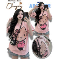 Áo phông in chuột hello kitty-from rộng hàng quảng châu chuying