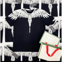 Áo Phông In Hình Đôi Cánh Trắng Burlon Tràn Cổ Hai Mặt - Áo Thun Dày Dặn Phong Cách Docle pass