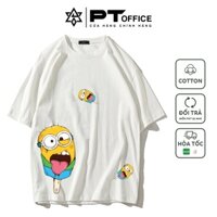 Áo phông KEM MINION siêu cute ngầu, form tay lỡ dáng rộng cotton 100% (Trắng, Đen) - PT Office