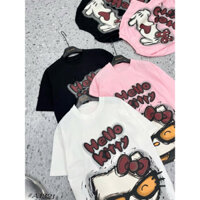 Áo Phông Mèo Hello Kitty In 2 Mặt Siêu Xinh , Áo Phông Form Rộng Cho Nữ {Ảnh Thật}